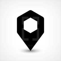 GPS pin points location sign rounded hexagon icon in flat style. Graphic element for design saved as an vector illustration in file format EPS