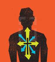 From the Inside Out, Cross, Texture, Arrows, Silhouette, Man, Revival Renew, icon