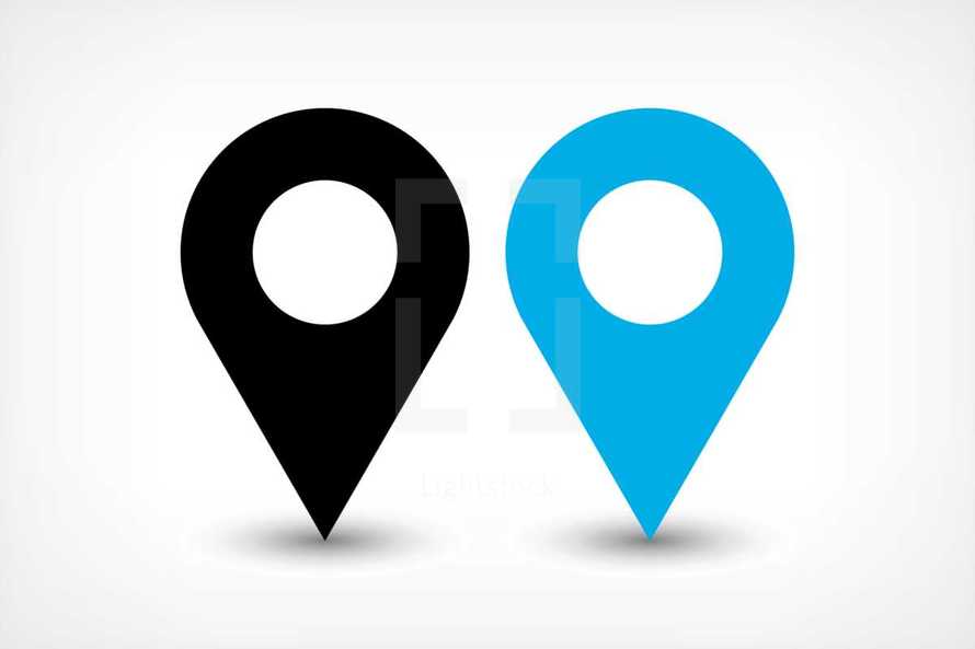 GPS pin points. Map pin sign location icon in flat style. Graphic element for design saved as an vector illustration in file format EPS