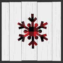 Christmas decoration plaid or buffalo check red snowflake on farmhouse wood ideal for church or personal Christmas greeting background graphic slide or social media post image