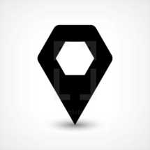 GPS map pin points location sign rounded hexagon icon in flat style. Graphic element for design saved as an vector illustration in file format EPS
