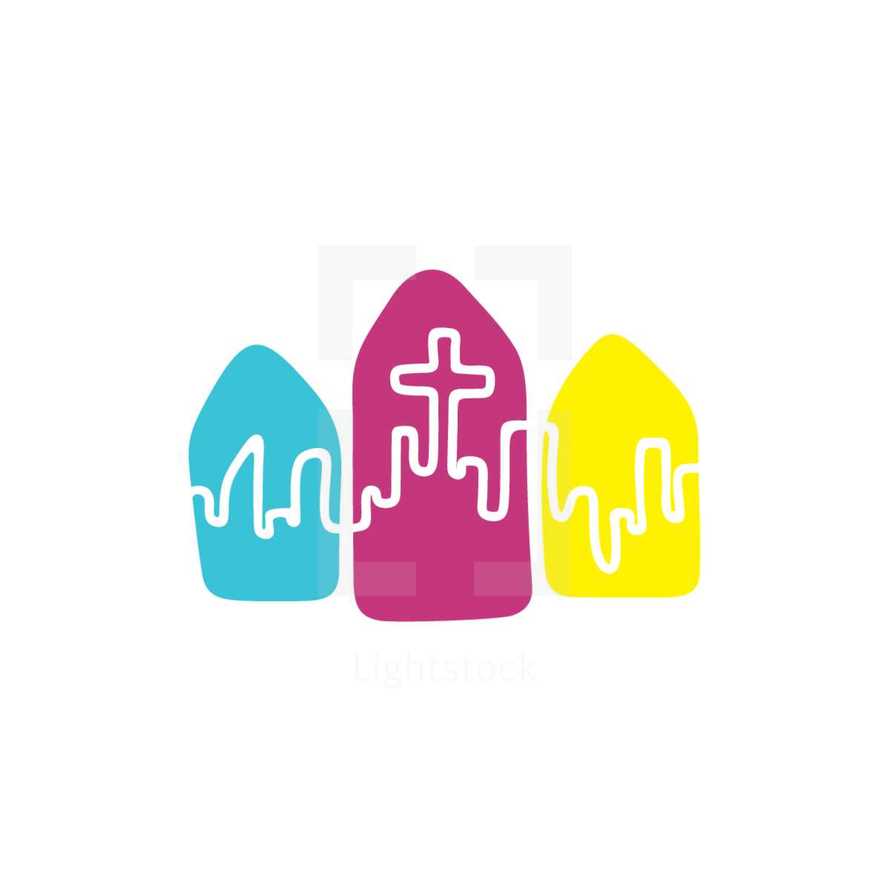 church in a city logo 